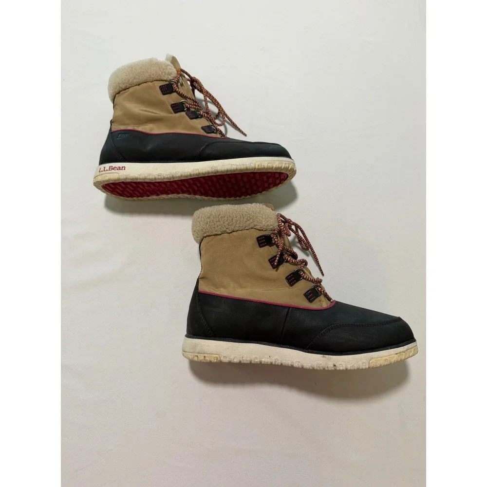 LL Bean Ultrasoft Insulated Winter Boots Brown Tan Pink 504631 Womens 9.5 M